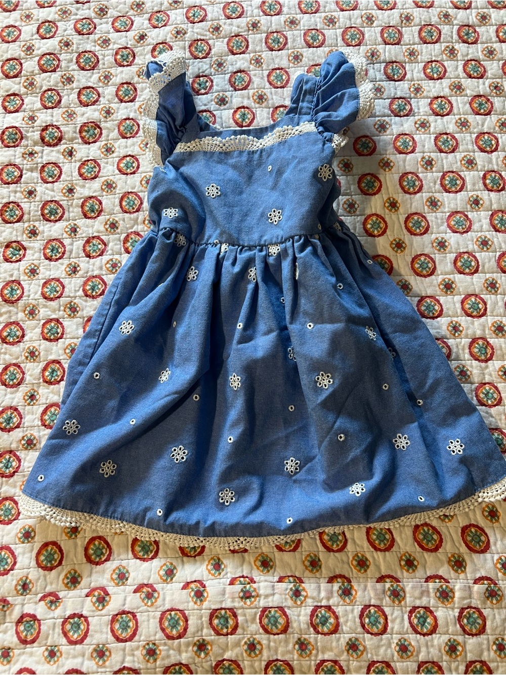 Blueberi Boulevard Embroidered Lace Light Jean Dress size 2T